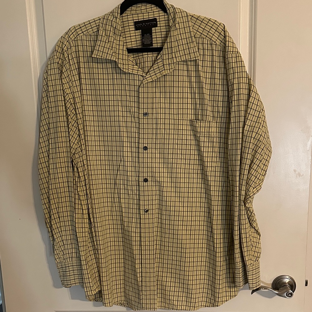 Van Heusen Yellow and Black Checkered Casual Button Down Shirt